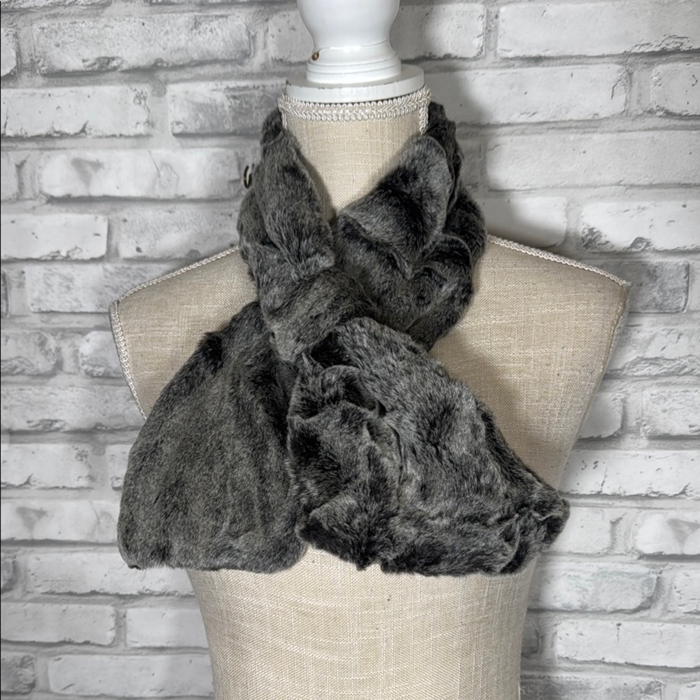Avon Gray Faux Fur Scarf Wrap